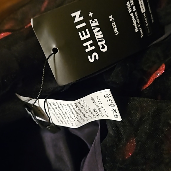 Plus Size Puff Sleeve Love Mesh Dress - Picture 9 of 9